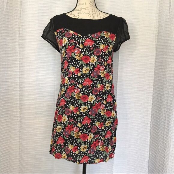 Tulle Semi-Fitted Floral Sheath Dress - M - Picture 1 of 5